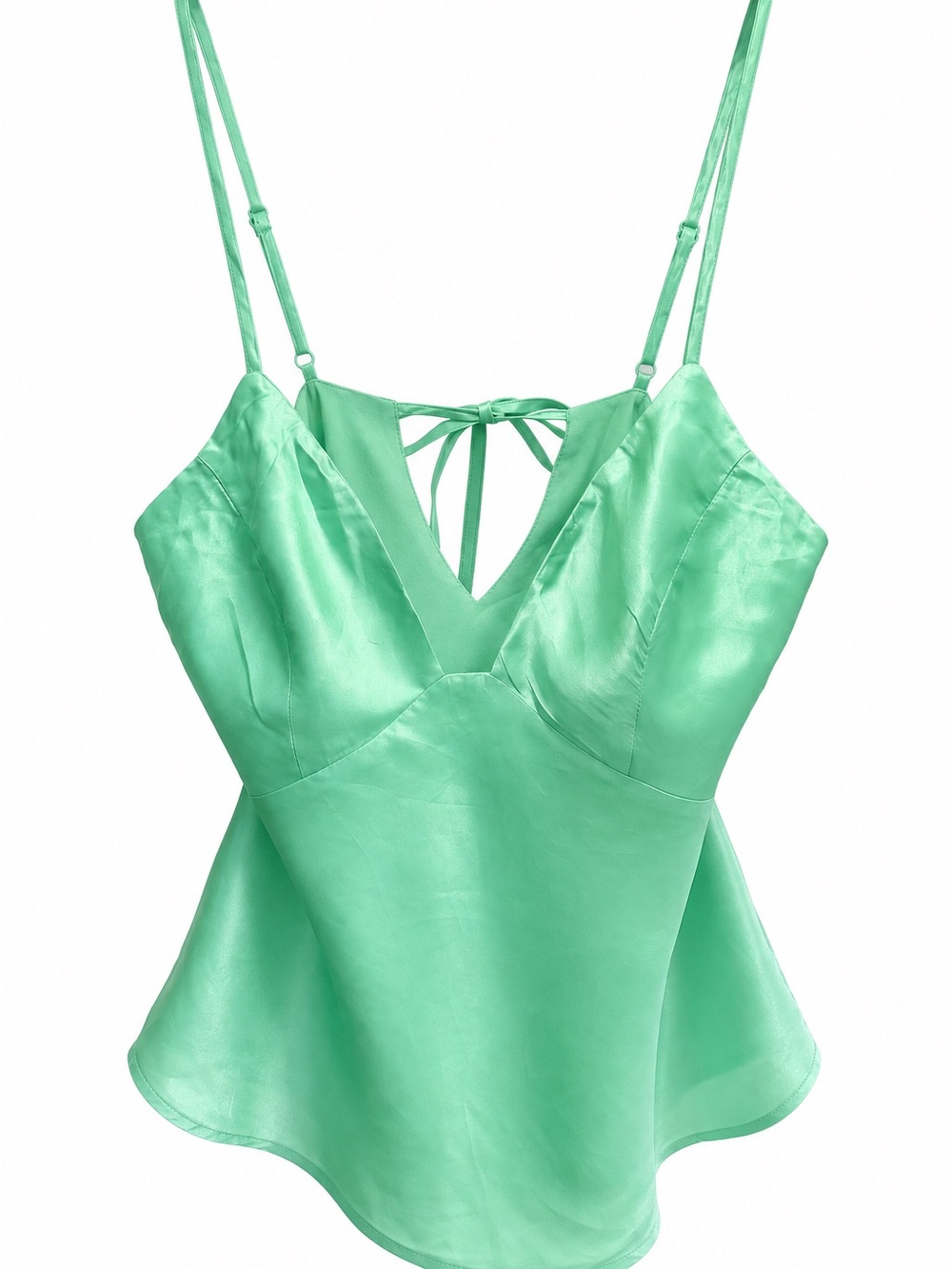 Hansen & Gratel Mint Green Satin V-Neck Camisole with Back Tie